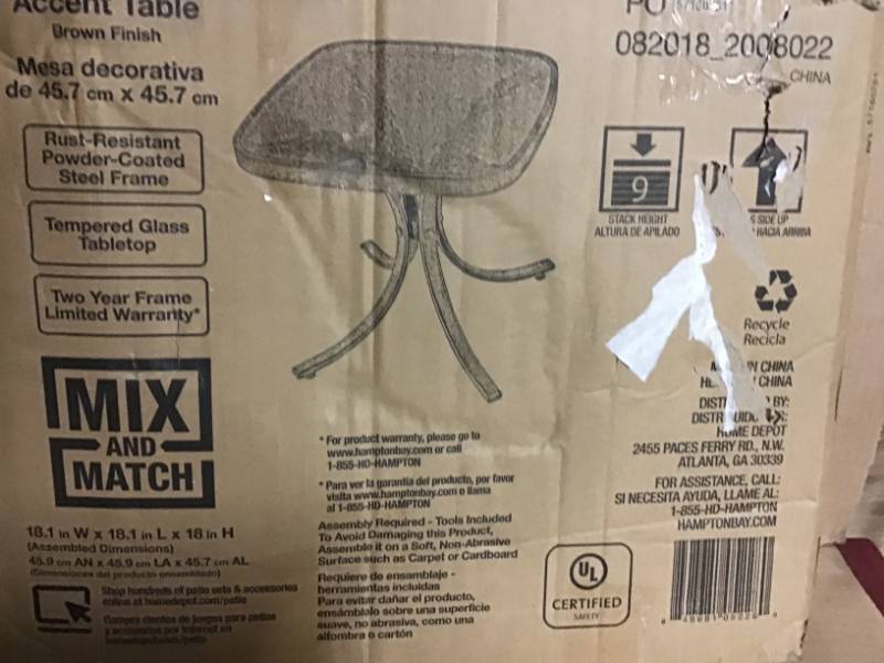 Hampton Bay Mix and Match Square Metal Outdoor Side Table in good condition