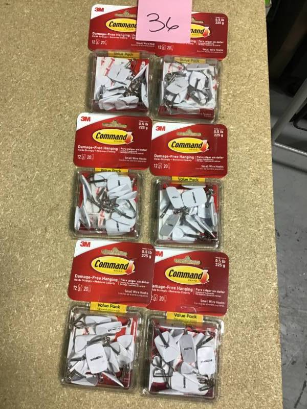 Command 12-Pack White Adhesive Hooks not used