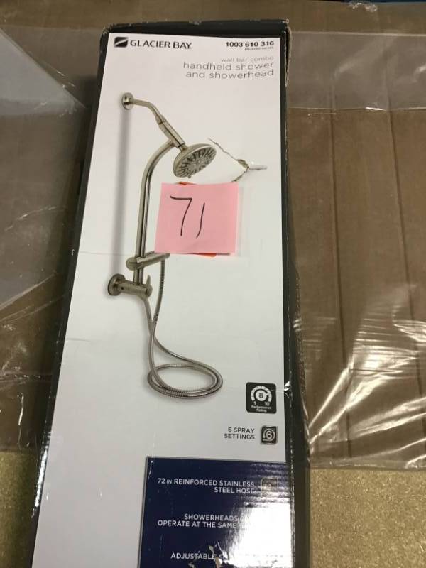 Glacier Bay 6-Spray Wall Bar Raincan Showerhead with B726-Spray Handshower in Brushed Nickel