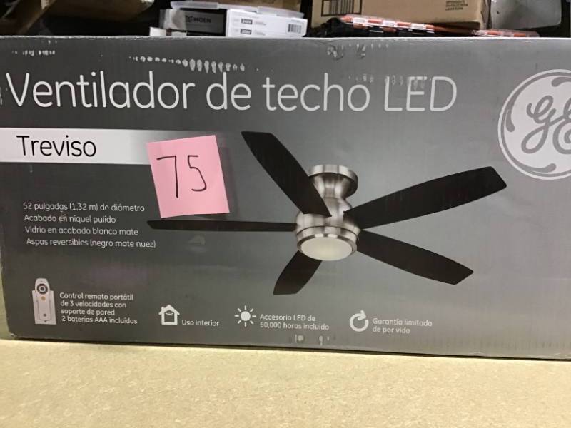 GE Treviso 52 in. Brushed Nickel Indoor LED Ceiling Fan with Remote Control in good condition