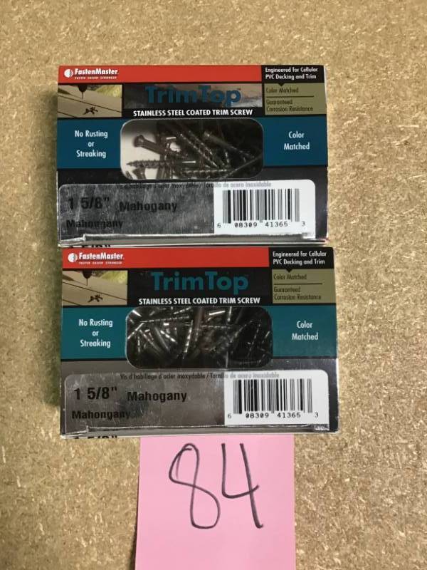 FastenMaster TrimTop 1-58 in. Stainless Steel Mahogany Trim Screw (75 per Pack) in good condition