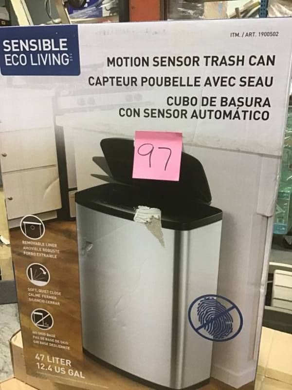 EKO 47L12.4G Motion Sensor Trash Can, Stainless Steel in good condition