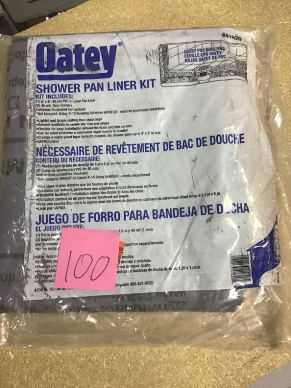5 ft. x 6 ft. PVC Shower Pan Liner Kit in good condition
