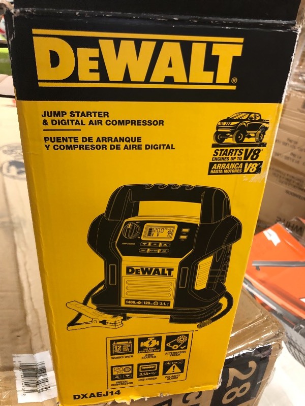 DEWALT 1400 Peak Amp Jump Starter with Digital Compressor in good conditions