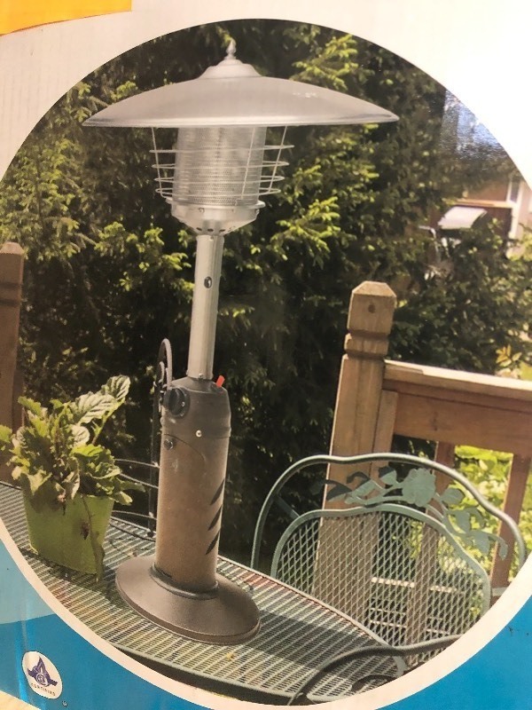 Hampton Bay 11,000 BTU Powder Coated Bronze Tabletop Propane Patio Heater in good conditions
