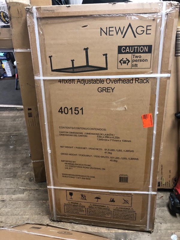 LOT OF 2 NewAge Products Performance 96 in. L x 48 in. W x 42 in. H Adjustable VersaRac Ceiling Storage Rack in Gray not used