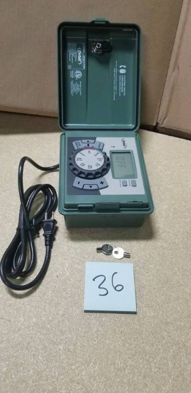 lot 36 image: Orbit 4-Station Easy-Set Logic IndoorOutdoor Sprinkler Timer in good condition