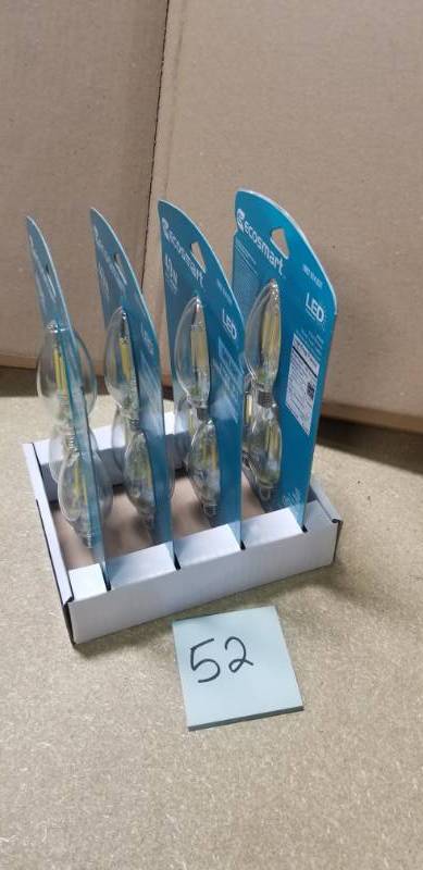 lot 52 image: EcoSmart 40-Watt Equivalent B11 Candle Dimmable Energy Star Clear Glass Filament Vintage LED Light Bulb Daylight (3-Pack) not used