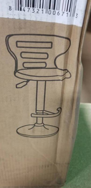 lot 72 image: Buell Brown Wood and Black Faux Leather Adjustable Bar Stool by Baxton Studio in good condition