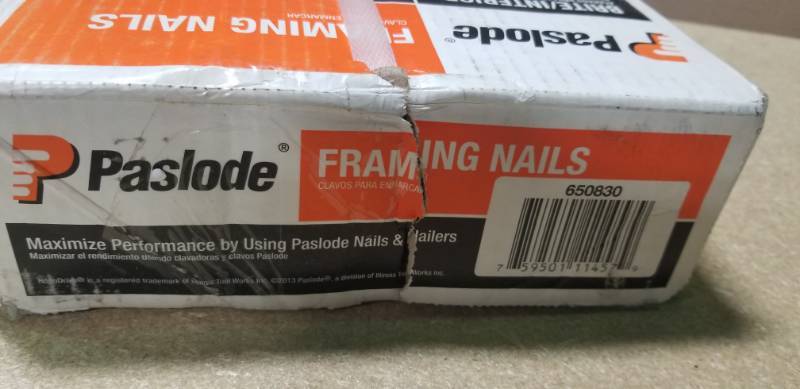 lot 83 image: Paslode 3 in. x 0.131-Gauge 30-Degree Brite Smooth Shank Paper Tape Framing Nails (2500 per Box) in good condition