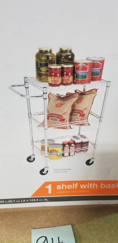 lot 94 image: HDX Commercial 30 in. W Steel Basket Kitchen Cart not used
