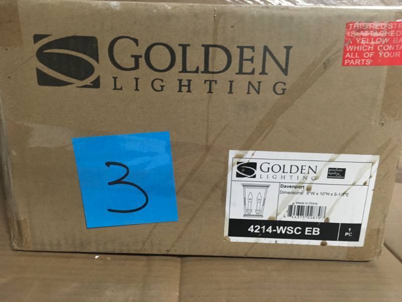 lot 3 image: Golden Lighting Davenport 2-Light Etruscan Bronze Sconce not used