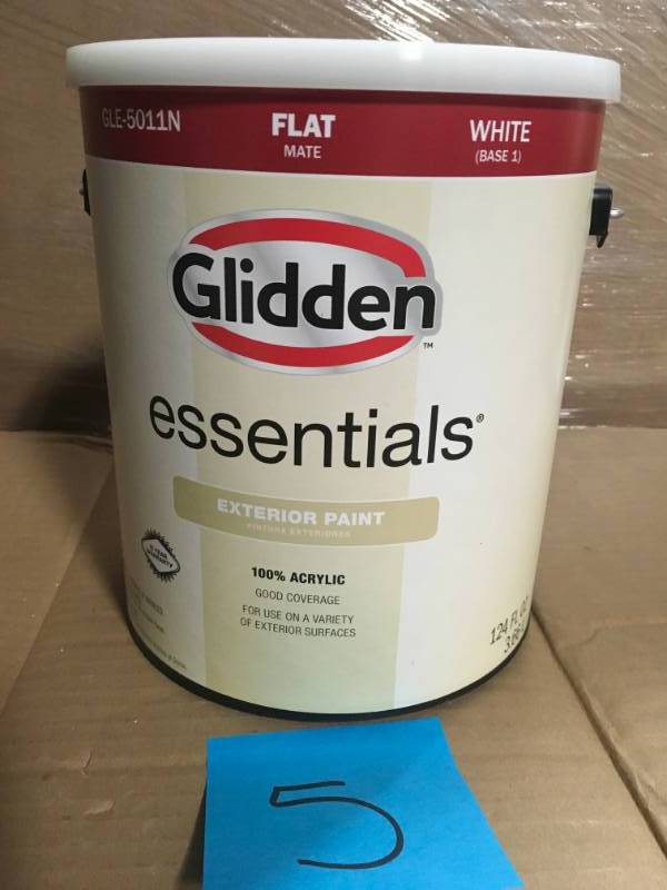 lot 5 image: Glidden Essentials 1 gal. WhiteBase 1 Flat Exterior Paint not used