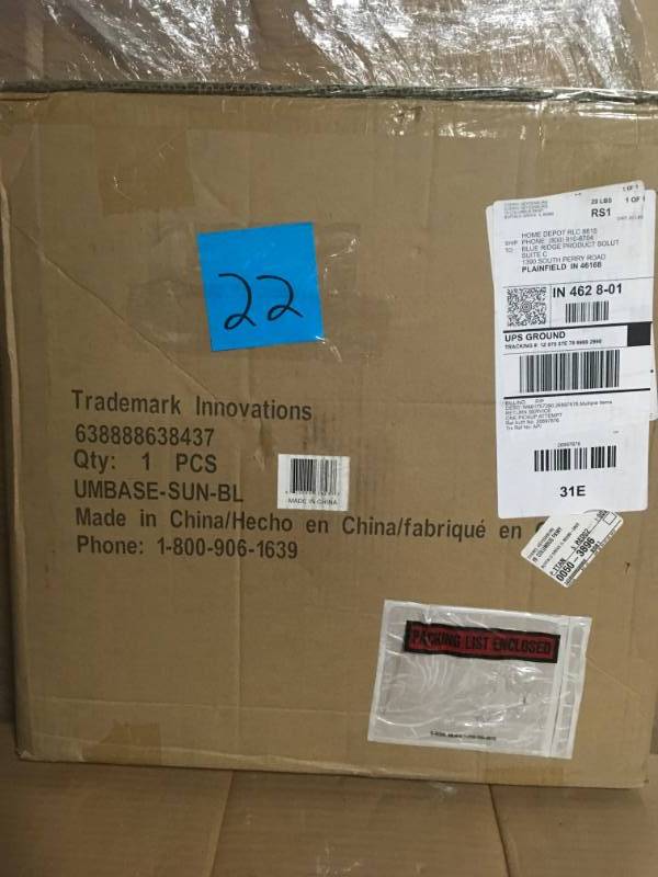 lot 22 image: Trademark Innovations 17.7 in. Cast Iron Patio Umbrella Base Black not used