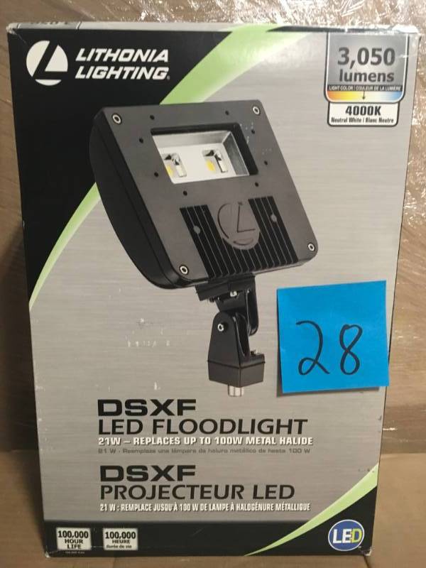 lot 28 image: Lithonia Lighting DSXF1 21-Watt Dark Bronze Outdoor Integrated LED Flood Light not used