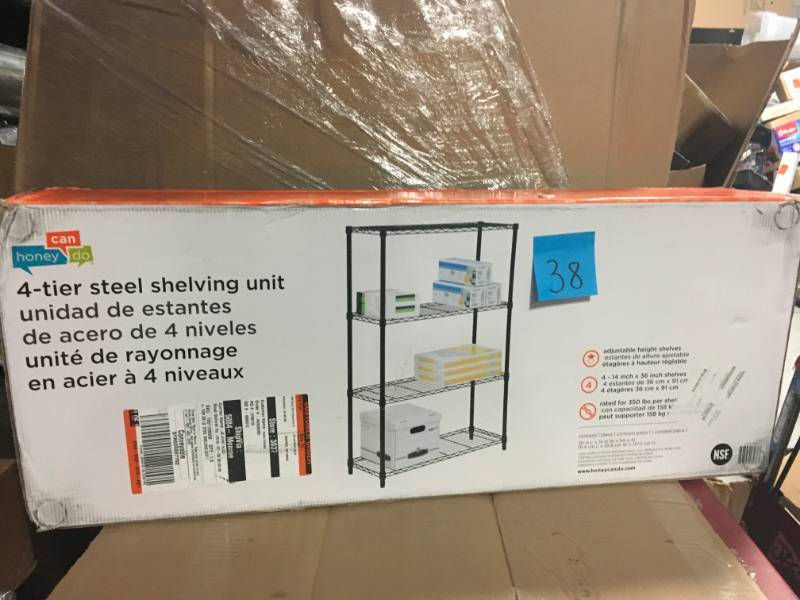 lot 38 image: Honey-Can-Do 4-Tier Shelving unit- Chrome by Honey-Can-Do not used