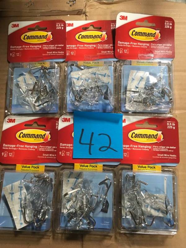 lot 42 image: Lot of 6 Command Small Wire Hooks (12-Pack) new