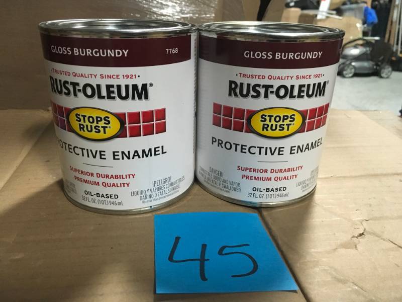 lot 45 image: Lot of 2 Rust-Oleum Burgundy Protective Enamel 1 qt. New