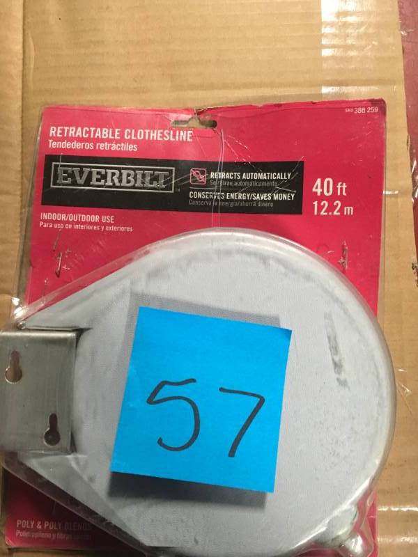 lot 57 image: Everbilt 40 ft. Retractable Clothesline in good condition