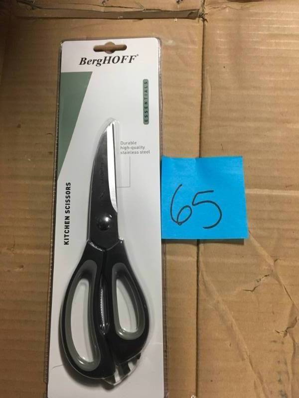 lot 65 image: Essentials 8.5 in. Stainless Steel Kitchen Scissors by BergHOFF not used