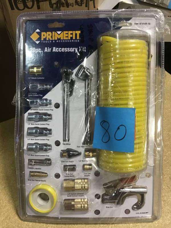 lot 80 image: Primefit Air Accessory Kit with 25 ft. Recoil Air Hose in good condition