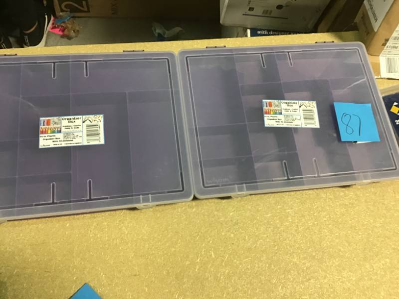 lot 87 image: Wham 15 in. 10-Compartment Small Parts Organizer Box in Violet in good condition