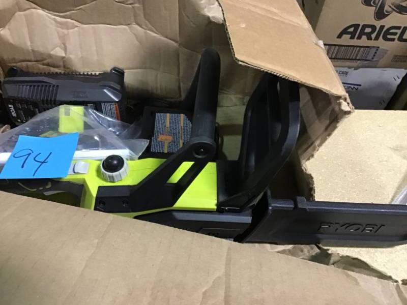 lot 94 image: RYOBI Reconditioned ONE Lithium 10 in. 18-Volt Lithium-Ion Cordless Chainsaw - 1.5 Ah Battery and Charger Included in good condition