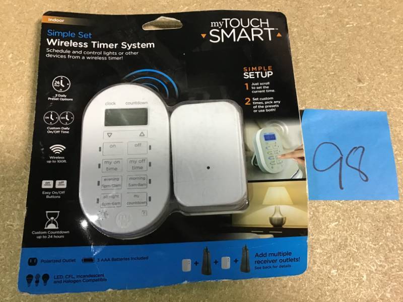 lot 98 image: myTouchSmart 24-Hour Simple Set 2-OnOff Indoor Wireless Timer System in good condition