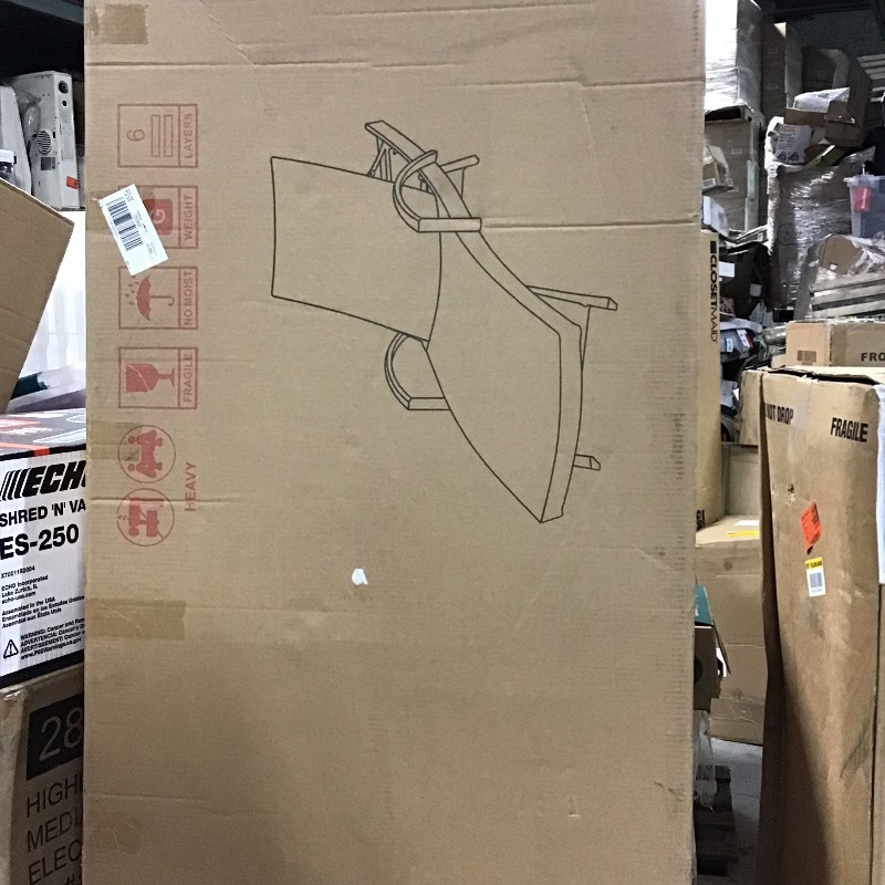 lot 106 image: Noble House Miller Grey Wicker Outdoor Chaise Lounge with Navy Blue Cushion and Armrest new