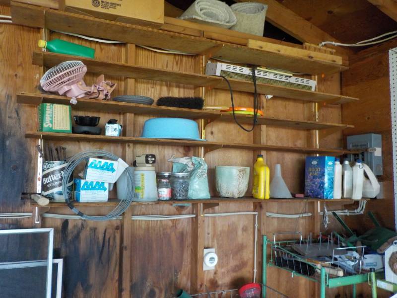 Corner Lot with 3 Metal Shelving Un...
