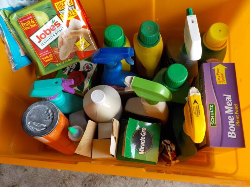 Garden Supplies in covered tub...