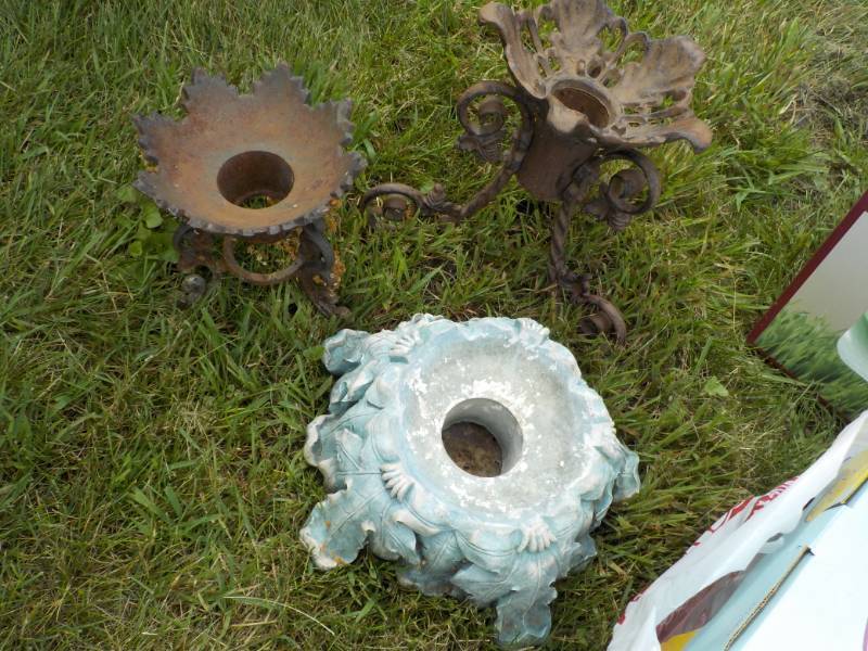 2 Cast Iron Stands, 1 Resin Stand, ...