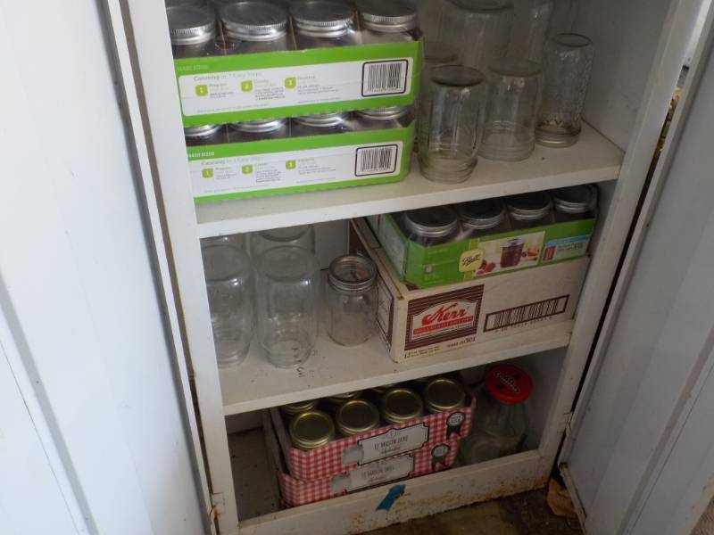 3 Shelves of Canning Jars cabinet ...