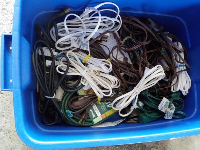 Covered Tote of Cords...
