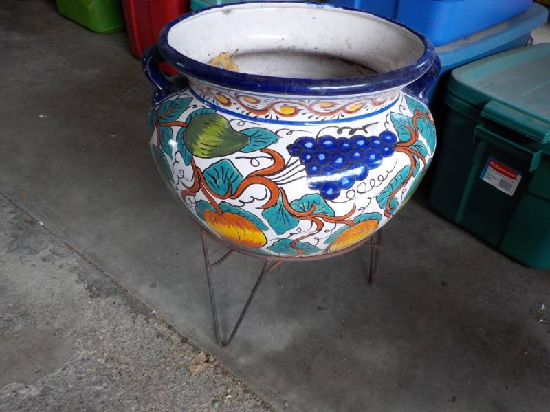 Large Flower Pot on Metal Stand...