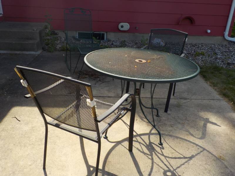 Metal Patio Table, 2 Chairs, 1 Rock...