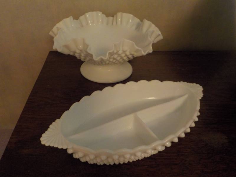 Hobnail Glass Serving Piece and Bow...