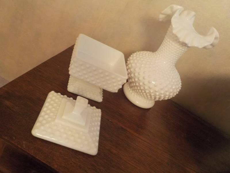 Hobnail Glass Vase and Candy Dish ...