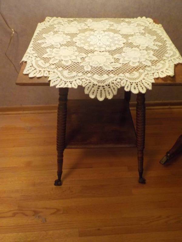 Oak Lamp Table with Shelf with Claw...
