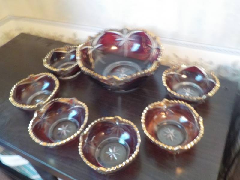 Rudy Red with Gold Trim Large Bowl ...