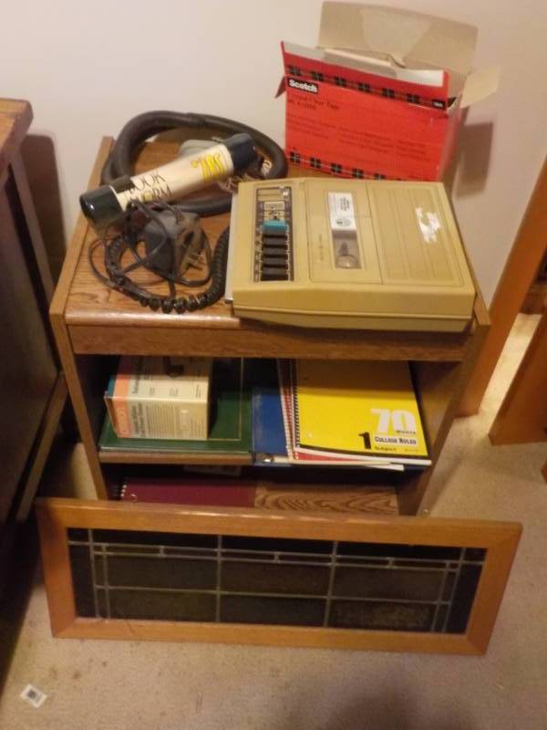 Table, Cassette Player, and Stain G...