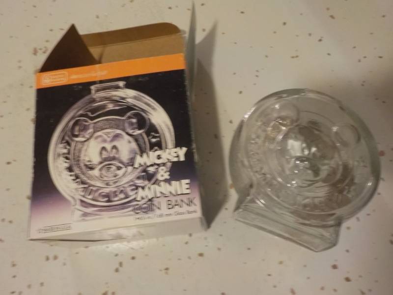Mickey and Minnie Glass Piggy Bank ...