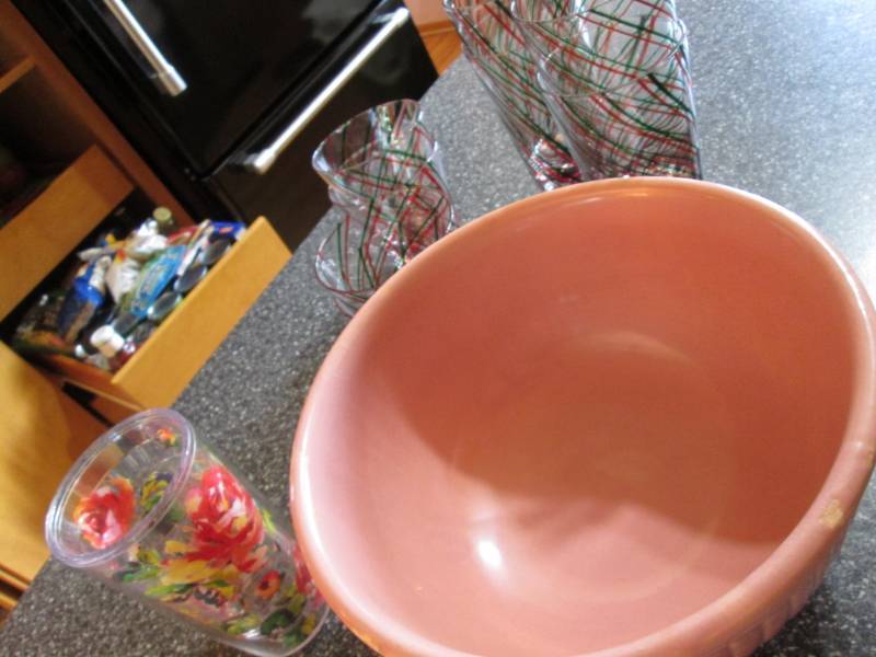 Glasses, Bowl and Misc Food bring ...