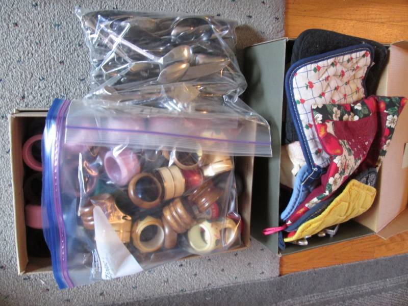 Lot of Pot Holders, Silverware and ...