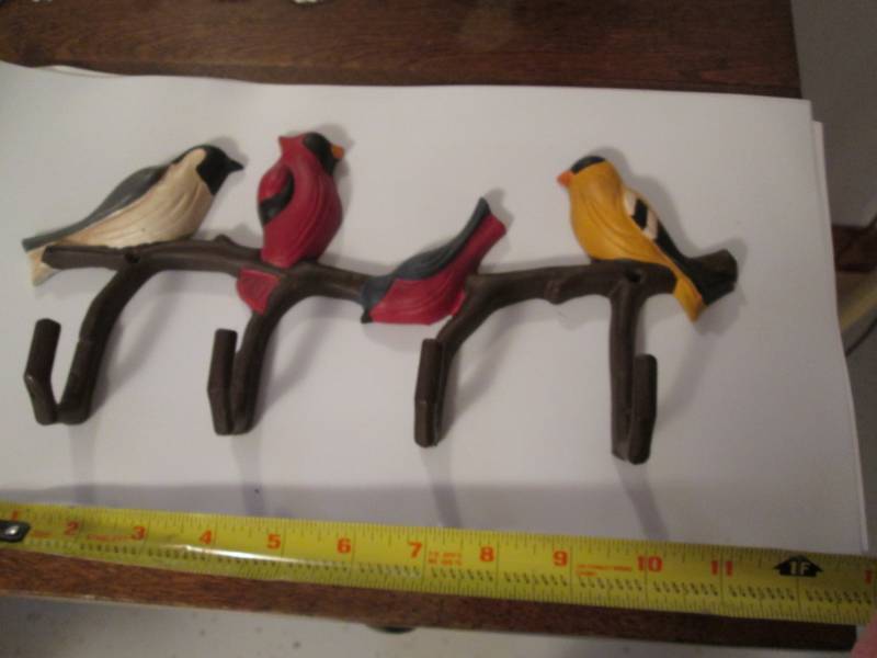 Four Hook Cast Iron Bird Clothes Ho...