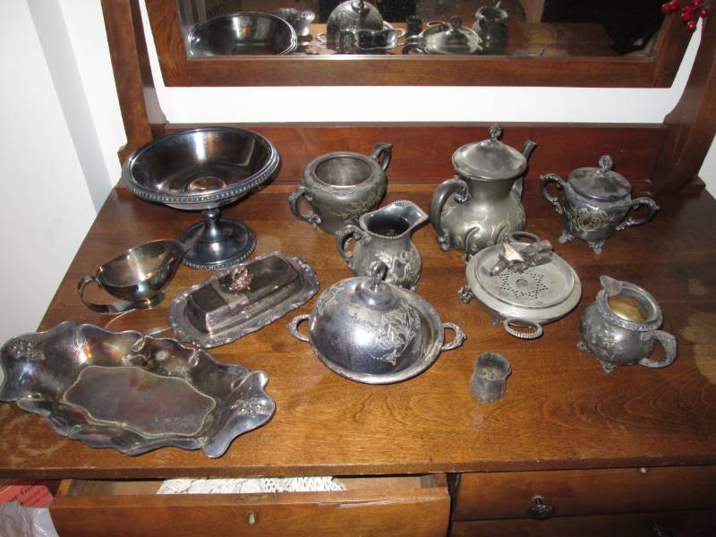 Lot of Tarnished Silver Serving Ite...