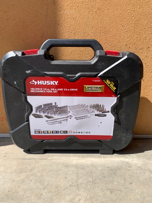 lot 1 image: Husky 185-Piece Mechanics Tool Set 14 38 and 12 drive