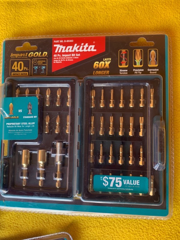 lot 34 image: Lot of 3- Makita 40 Piece Impact Bit Sets