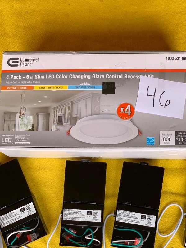 lot 46 image: Commercial Electric 6 Slim Recessed Kit LED 4-Pack Color Changing