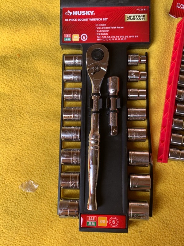 lot 56 image: Husky Lot 38 Drive- 18-Piece Socket Wrench Set, 11-piece Torx Bit Socket Set
